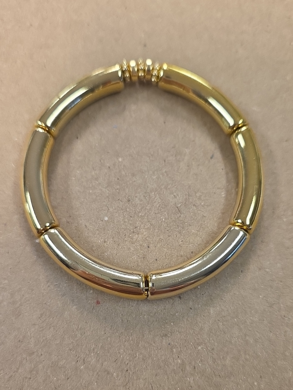 Gold Tube Link Stretch Bracelet - Elegant Women’s Jewelry